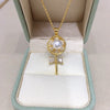 Wholesale Minimalist Freshwater Pearl And Copper Pendant Rotating Lollipop Necklace