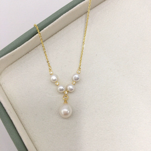 Wholesale Minimalist Freshwater Pearl Pendant Jewelry With Copper Accessories And Flat Round Bun Round Pearls