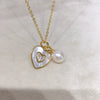 Wholesale Minimalist Freshwater Pearl Pendant Necklace With Copper Accessories Microinlaid Zircon Love Sea Shell Shape