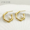Wholesale Minimalist Geometric Bamboo Pearl Earrings Stainless Steel 14K Gold Plated