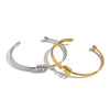 Wholesale Minimalist Geometric Cold Style Twisted Plain Stainless Steel Electroplated Jewelry Ring Bracelet