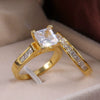 Wholesale Minimalist Geometric Copper Couple Ring Inlaid With Zirconia Jewelry