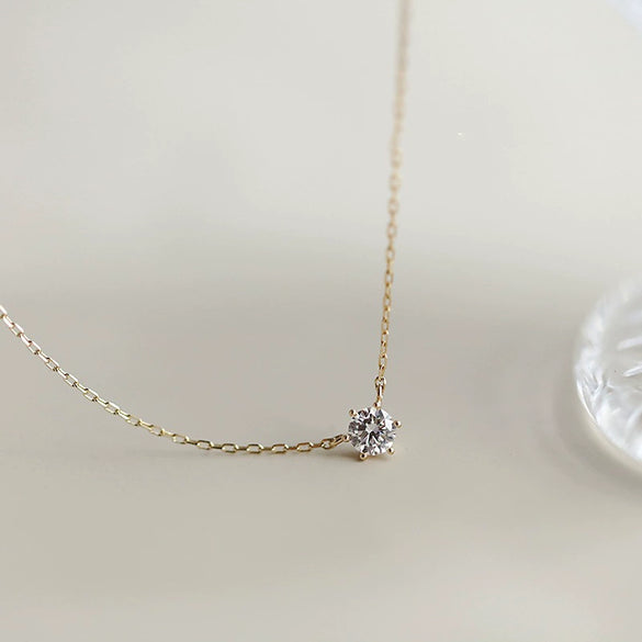 Wholesale Minimalist Geometric Copper Inlaid Single Diamond Clavicle Necklace For Women