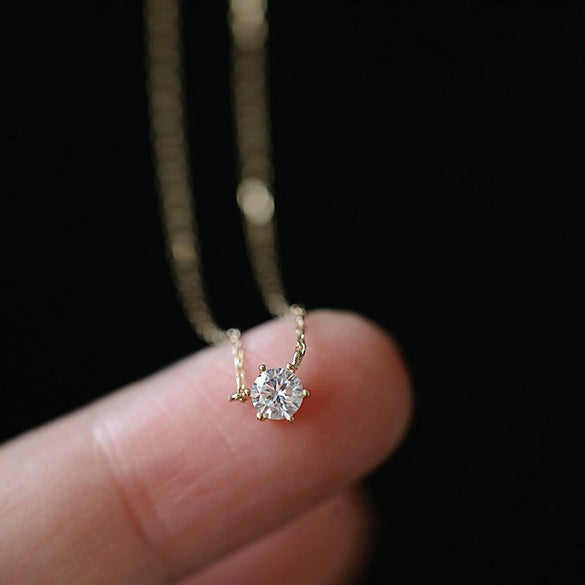 Wholesale Minimalist Geometric Copper Inlaid Single Diamond Clavicle Necklace For Women