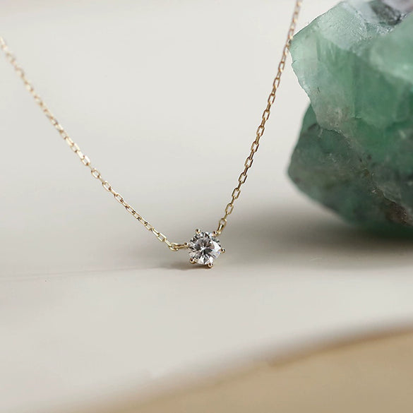 Wholesale Minimalist Geometric Copper Inlaid Single Diamond Clavicle Necklace For Women