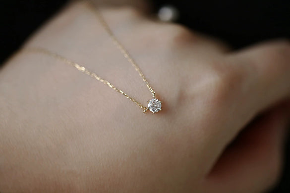 Wholesale Minimalist Geometric Copper Inlaid Single Diamond Clavicle Necklace For Women