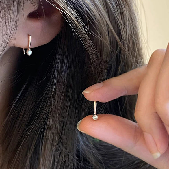 Wholesale Minimalist Geometric Copper Inlaid Zirconia Women's Earrings