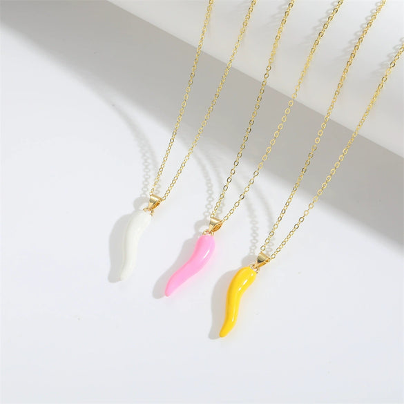 Wholesale Minimalist Geometric Copper O Chain Women's Necklace With Multicolor Pepper Pendant And Mixed Gemstone Inlay Dripping Oil Design