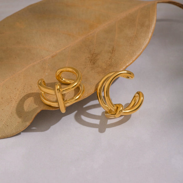 Wholesale Minimalist Geometric Cshaped Stainless Steel Real Gold Plated Ear Clips Jewelry For Women