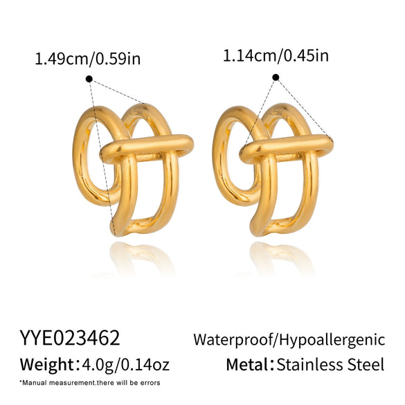 Wholesale Minimalist Geometric Cshaped Stainless Steel Real Gold Plated Ear Clips Jewelry For Women