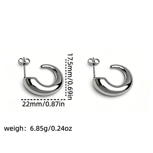 Wholesale Minimalist Geometric Cshaped Stainless Steel Vacuum Electroplated Unisex Earrings