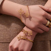 Wholesale Minimalist Geometric Double Flower Hollow Open Bracelet Stainless Steel 18K Gold Plated Jewelry Accessories