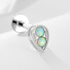 Wholesale Minimalist Geometric Drop Shape S925 Silver Opal Inlaid Earrings For Women