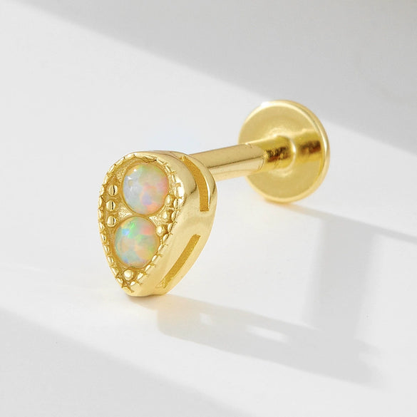 Wholesale Minimalist Geometric Drop Shape S925 Silver Opal Inlaid Earrings For Women