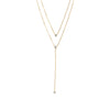 Wholesale Minimalist Geometric Gold Plated Copper Necklace With Birthstone Zircon And Double Chain For Unisex