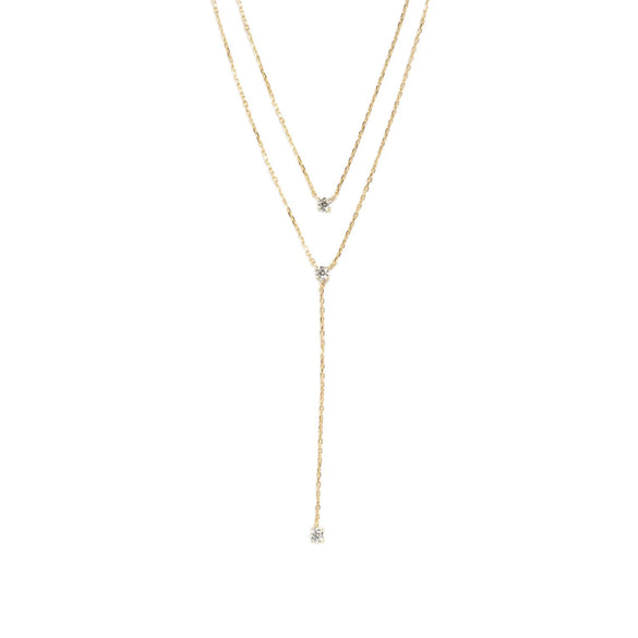 Wholesale Minimalist Geometric Gold Plated Copper Necklace With Birthstone Zircon And Double Chain For Unisex