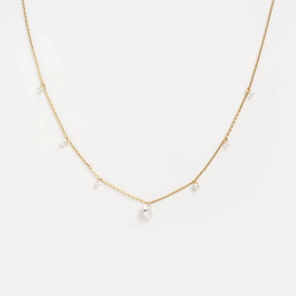 Wholesale Minimalist Geometric Gold Plated Copper Necklace With Birthstone Zircon And Double Chain For Unisex