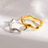 Wholesale Minimalist Geometric Irregular 18K Gold Plated Stainless Steel Wave Ring For Women