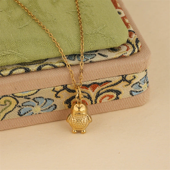 Wholesale Minimalist Geometric 18K Gold Electroplated Stainless Steel Penguin Pendant Necklace For Women