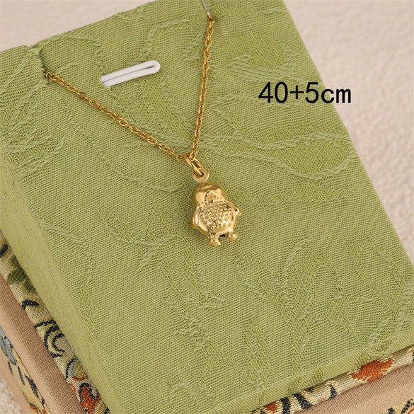 Wholesale Minimalist Geometric 18K Gold Electroplated Stainless Steel Penguin Pendant Necklace For Women