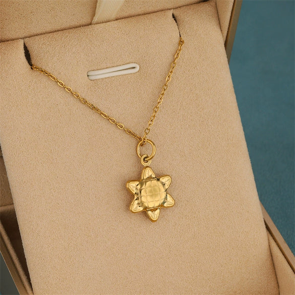 Wholesale Minimalist Geometric 18K Gold Plated Stainless Steel Irregular Flower Cross Chain Pendant Necklace For Women
