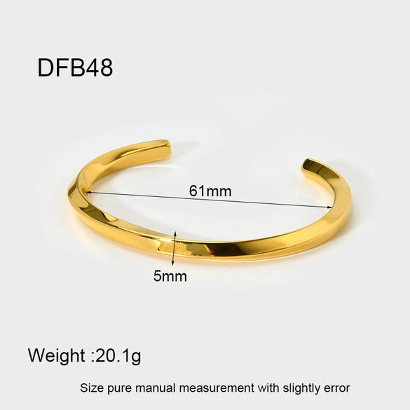 Wholesale Minimalist Geometric 18K Gold Plated Stainless Steel Open Bracelet For Women