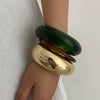 Wholesale Minimalist Geometric Metal Amber Resin Open Bracelet For Women Electroplated