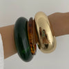 Wholesale Minimalist Geometric Metal Amber Resin Open Bracelet For Women Electroplated