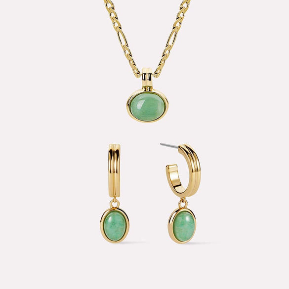Wholesale Minimalist Geometric Natural Stone Stainless Steel And Titanium Steel Necklace With Chopin Chain Electroplated In 14K True Gold Color Preservation For Unisex