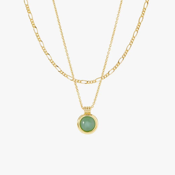 Wholesale Minimalist Geometric Natural Stone Stainless Steel And Titanium Steel Necklace With Chopin Chain Electroplated In 14K True Gold Color Preservation For Unisex