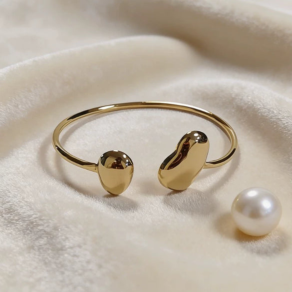 Wholesale Minimalist Geometric Oval Open Stainless Steel Goldplated Bracelet Niche Jewelry Accessories