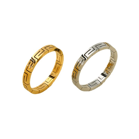 Wholesale Minimalist Geometric Pattern Electroplated Stainless Steel Ring For Women
