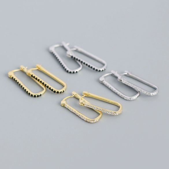 Wholesale Minimalist Geometric Rectangular S925 Sterling Silver Electroplated Ear Buckle Earrings For Women