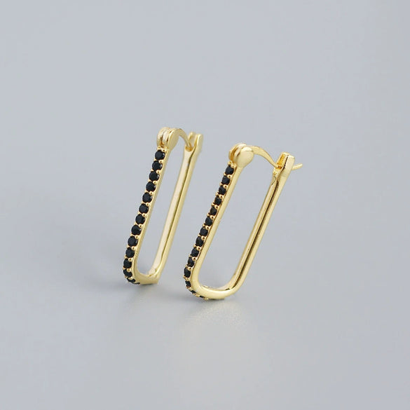 Wholesale Minimalist Geometric Rectangular S925 Sterling Silver Electroplated Ear Buckle Earrings For Women