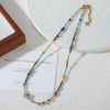 Wholesale Minimalist Geometric Red Agate Blue Pine Czech Beads Gold Sand Stone Stainless Steel Electroplating Clavicle Chain Necklace