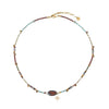 Wholesale Minimalist Geometric Red Agate Blue Pine Czech Beads Gold Sand Stone Stainless Steel Electroplating Clavicle Chain Necklace