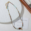 Wholesale Minimalist Geometric Red Agate Blue Pine Czech Beads Gold Sand Stone Stainless Steel Electroplating Clavicle Chain Necklace