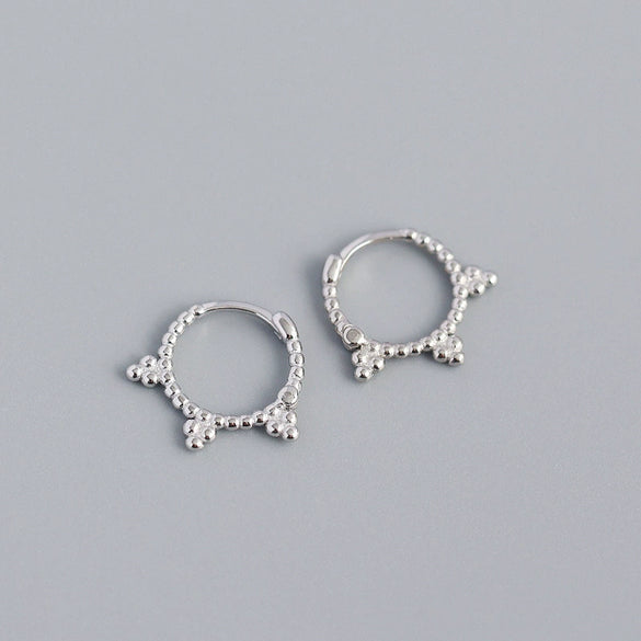 Wholesale Minimalist Geometric S925 Silver Small Round Bead Ear Buckle Earrings With Electroplating