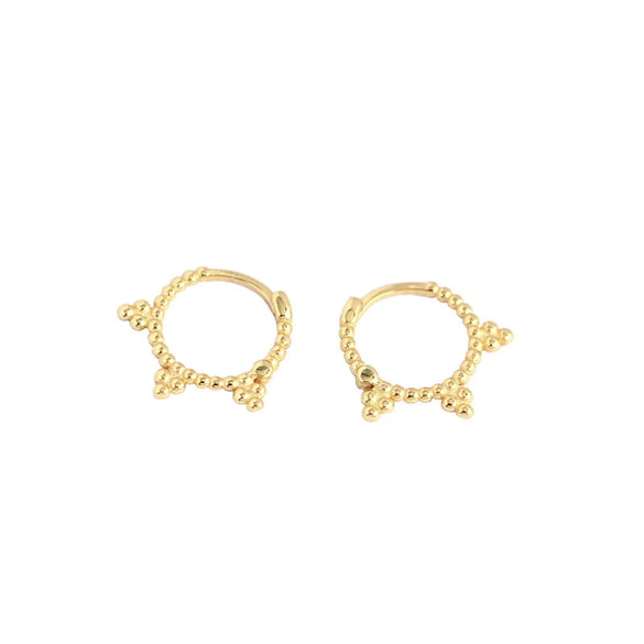 Wholesale Minimalist Geometric S925 Silver Small Round Bead Ear Buckle Earrings With Electroplating