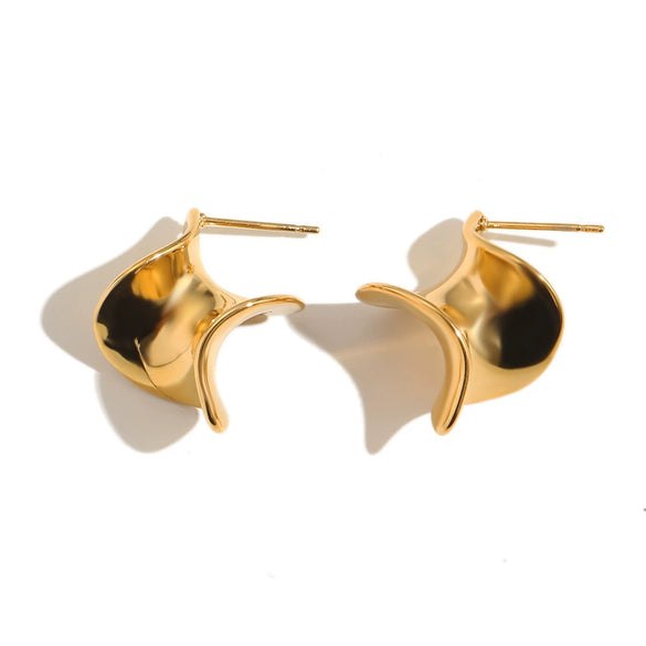 Wholesale Minimalist Geometric Spiral Stainless Steel Electroplated 18K Metal Stud Earrings For Women
