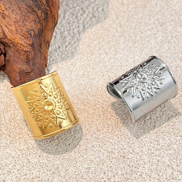 Wholesale Minimalist Geometric Stainless Steel Electroplated Open Ring For Unisex