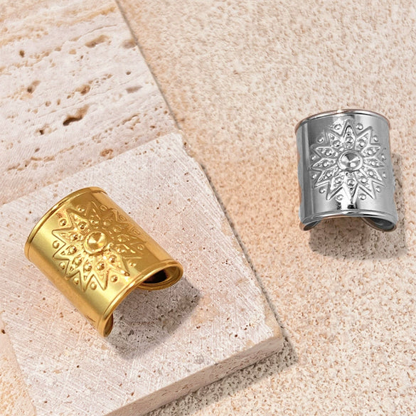 Wholesale Minimalist Geometric Stainless Steel Electroplated Open Ring For Unisex