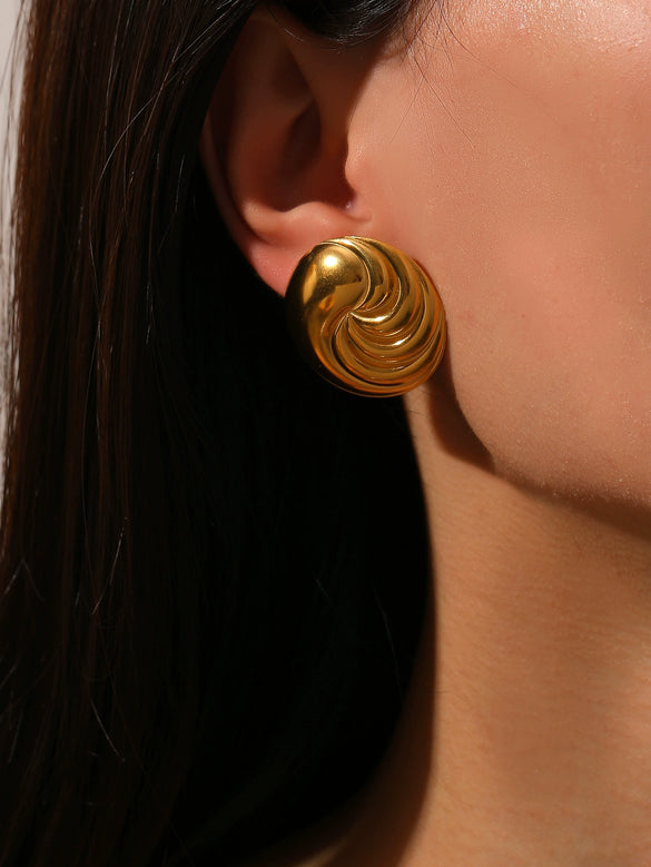 Wholesale Minimalist Geometric Stainless Steel Electroplated Oshaped Earrings For Women