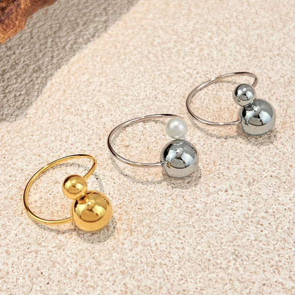 Wholesale Minimalist Geometric Stainless Steel Electroplated Unisex Open Ring Jewelry Accessory