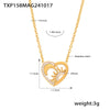 Wholesale Minimalist Geometric Stainless Steel Heartshaped Zircon Pendant Necklace And Bracelet Jewelry For Women With Electroplating