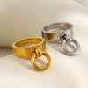 Wholesale Minimalist Geometric Stainless Steel 18K Goldplated Women's Ring Jewelry