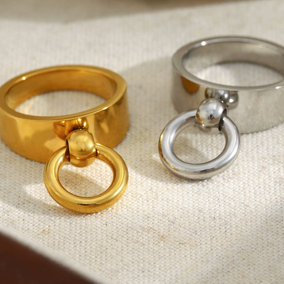 Wholesale Minimalist Geometric Stainless Steel 18K Goldplated Women's Ring Jewelry
