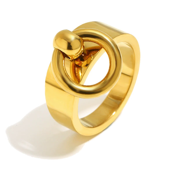 Wholesale Minimalist Geometric Stainless Steel 18K Goldplated Women's Ring Jewelry