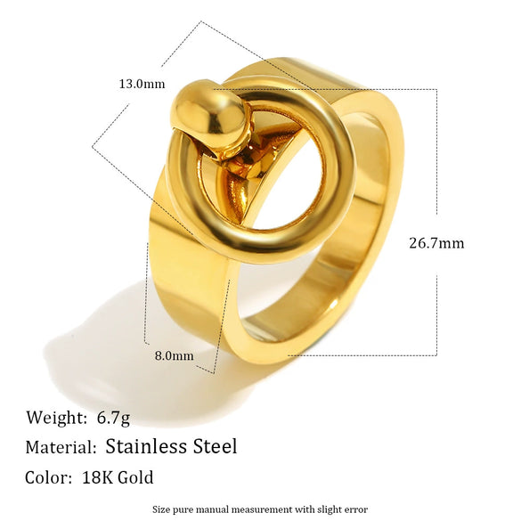 Wholesale Minimalist Geometric Stainless Steel 18K Goldplated Women's Ring Jewelry