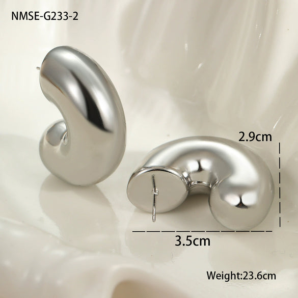 Wholesale Minimalist Geometric Stainless Steel Ushaped Electroplated Earrings For Women